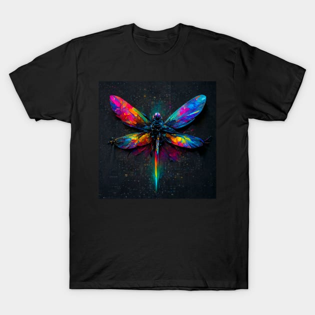 Rainbow Dragonfly From Another Dimension T-Shirt by PsychedelicPour